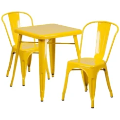 Flash Furniture Commercial Grade 23.75" Square Metal Indoor-Outdoor Table Set With 2 Stack Chairs 21 Flash Furniture Commercial Grade 23.75" Square Metal Indoor-Outdoor Table Set With 2 Stack Chairs -Furniture GUEST a0fa0ac6 fe9e 4414 8515 40340a08863e