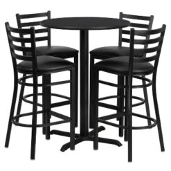 Flash Furniture 30'' Round Laminate Table Set With X-Base And 4 Ladder Back Metal Barstools 22 Flash Furniture 30'' Round Laminate Table Set With X-Base And 4 Ladder Back Metal Barstools -Furniture GUEST a18c476f 7c16 4206 b281 39f769e0a212