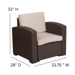 Flash Furniture 4 Piece Outdoor Faux Rattan Chair, Sofa And Table Set In Chocolate Brown -Furniture GUEST a190c4bb 442e 4e48 988c 2f8c71baea2e