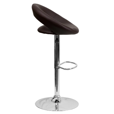 Flash Furniture Contemporary Vinyl Rounded Orbit-Style Back Adjustable Height Barstool With Chrome Base 3 Flash Furniture Contemporary Vinyl Rounded Orbit-Style Back Adjustable Height Barstool With Chrome Base - Image 3