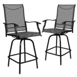 Flash Furniture Valerie Patio Bar Height Stools Set Of 2, All-Weather Textilene Swivel Patio Stools And Deck Chairs With High Back & Armrests 30 Flash Furniture Valerie Patio Bar Height Stools Set Of 2, All-Weather Textilene Swivel Patio Stools And Deck Chairs With High Back & Armrests -Furniture GUEST a1e14540 99d0 416b b349 142c73592dcc