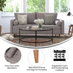 Flash Furniture Hudson Mid-Century Modern Sofa With Tufted Upholstery & Solid Wood Legs -Furniture GUEST a2186e0b b198 4b05 b986 05a30cc2a586