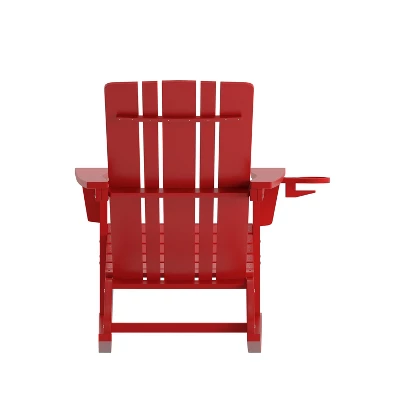 Flash Furniture Halifax HDPE Adirondack Chair With Cup Holder And Pull Out Ottoman, All-Weather HDPE Indoor/Outdoor Chair 8 Flash Furniture Halifax HDPE Adirondack Chair With Cup Holder And Pull Out Ottoman, All-Weather HDPE Indoor/Outdoor Chair - Image 8
