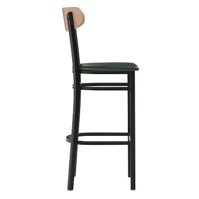 Flash Furniture Wright Set Of 2 Commercial Grade Barstools With 500 LB. Capacity Steel Frame, Solid Wood Seat, And Boomerang Back 9 Flash Furniture Wright Set Of 2 Commercial Grade Barstools With 500 LB. Capacity Steel Frame, Solid Wood Seat, And Boomerang Back - Image 9