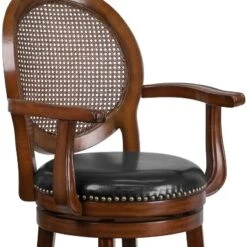 Flash Furniture 26'' High Expresso Wood Counter Height Stool With Arms, Woven Rattan Back And Black LeatherSoft Swivel Seat -Furniture GUEST a2e625d7 8766 4f3c 8784 973c5e602cc0