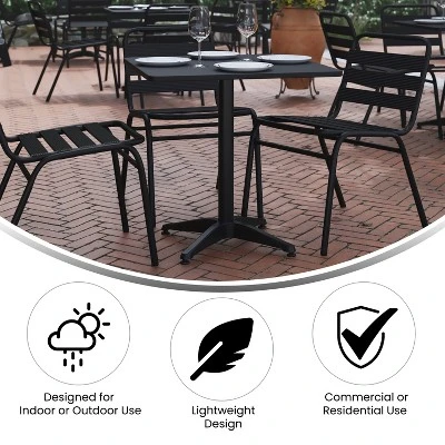 Flash Furniture Lila 27.5'' Square Aluminum Indoor-Outdoor Table Set With 4 Slat Back Chairs 7 Flash Furniture Lila 27.5'' Square Aluminum Indoor-Outdoor Table Set With 4 Slat Back Chairs - Image 7