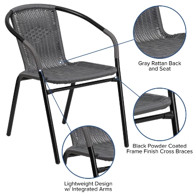 Flash Furniture 2 Pack Rattan Indoor-Outdoor Restaurant Stack Chair 3 Flash Furniture 2 Pack Rattan Indoor-Outdoor Restaurant Stack Chair - Image 3