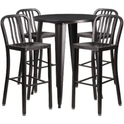Flash Furniture Commercial Grade 30" Round Metal Indoor-Outdoor Bar Table Set With 4 Vertical Slat Back Stools 9 Flash Furniture Commercial Grade 30" Round Metal Indoor-Outdoor Bar Table Set With 4 Vertical Slat Back Stools -Furniture GUEST a3767f18 e66f 4a76 9e9e 7cd04dde9012