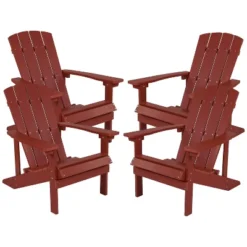 Flash Furniture Set Of 4 Charlestown All-Weather Poly Resin Wood Adirondack Chairs -Furniture GUEST a3b34a2e 2beb 49d6 9c4e a54296caba7f