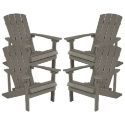 Flash Furniture Set Of 4 Charlestown All-Weather Poly Resin Wood Adirondack Chairs -Furniture GUEST a4a37719 70d8 44b9 97c5 5b3fe12ad1e0