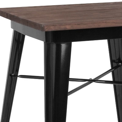 Flash Furniture 23.5" Square Metal Indoor Table With Rustic Wood Top 2 Flash Furniture 23.5" Square Metal Indoor Table With Rustic Wood Top - Image 2