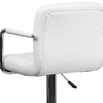 Flash Furniture Contemporary Quilted Vinyl Adjustable Height Barstool With Arms And Chrome Base 4 Flash Furniture Contemporary Quilted Vinyl Adjustable Height Barstool With Arms And Chrome Base - Image 4