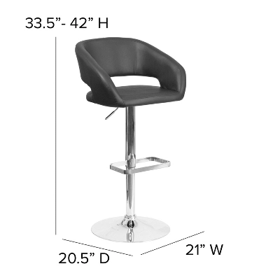 Flash Furniture Contemporary Vinyl Adjustable Height Barstool With Rounded Mid-Back 3 Flash Furniture Contemporary Vinyl Adjustable Height Barstool With Rounded Mid-Back - Image 3