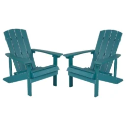 Flash Furniture Set Of 2 Charlestown All-Weather Poly Resin Wood Adirondack Chairs -Furniture GUEST a5fb80aa 18a0 4ac8 9265 911d7ebb2d9e