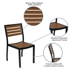 Flash Furniture Lark Outdoor Patio Bistro Dining Table Set With 4 Chairs And Faux Teak Poly Slats -Furniture GUEST a61f7918 fee7 48ba a3f5 019f9ec0468d