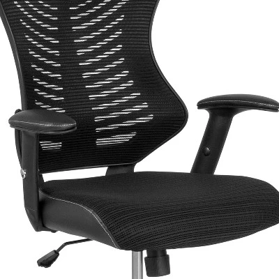 Flash Furniture High Back Designer Black Mesh Drafting Chair With LeatherSoft Sides And Adjustable Arms 4 Flash Furniture High Back Designer Black Mesh Drafting Chair With LeatherSoft Sides And Adjustable Arms - Image 4