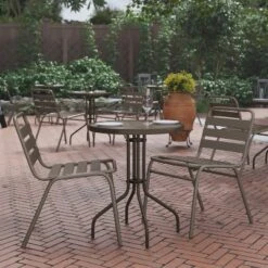 Flash Furniture Bellamy 23.75'' Round Tempered Glass Metal Table