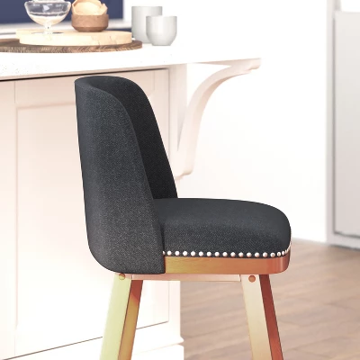 Flash Furniture Julia Set Of 2 Transitional Upholstered Counter Stools With Nailhead Trim And Solid Wood Frames 4 Flash Furniture Julia Set Of 2 Transitional Upholstered Counter Stools With Nailhead Trim And Solid Wood Frames - Image 4