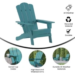 Flash Furniture Newport Adirondack Chair With Cup Holder, Weather Resistant HDPE Adirondack Chair -Furniture GUEST a757c38c dd49 4394 95a9 2eadb4927b33