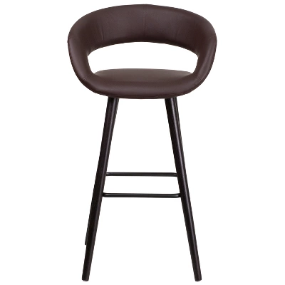 Flash Furniture Brynn Series 29'' High Contemporary Vinyl Rounded Back Barstool With Cappuccino Wood Frame 8 Flash Furniture Brynn Series 29'' High Contemporary Vinyl Rounded Back Barstool With Cappuccino Wood Frame - Image 8