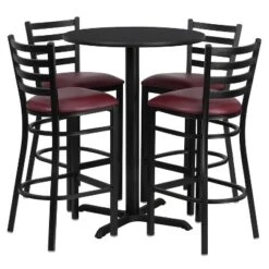 Flash Furniture 30'' Round Laminate Table Set With X-Base And 4 Ladder Back Metal Barstools 20 Flash Furniture 30'' Round Laminate Table Set With X-Base And 4 Ladder Back Metal Barstools -Furniture GUEST a7c90cf4 c735 4b15 b7c5 00aa9fdbb718