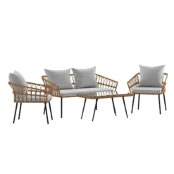 Flash Furniture Evin Boho 4 Piece Indoor/Outdoor Rope Rattan Patio Conversation Set With Tempered Glass Top Coffee Table And Cushions 26 Flash Furniture Evin Boho 4 Piece Indoor/Outdoor Rope Rattan Patio Conversation Set With Tempered Glass Top Coffee Table And Cushions -Furniture GUEST a7d2a520 4a64 4ede bf9f 619facdca3be