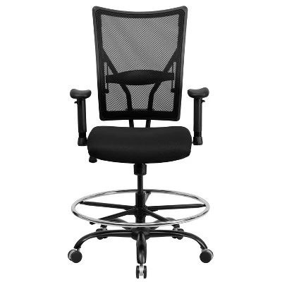 HERCULES Series 400 Lb. Capacity Big & Tall Drafting Chair Black Mesh - Flash Furniture 3 HERCULES Series 400 Lb. Capacity Big & Tall Drafting Chair Black Mesh - Flash Furniture - Image 3