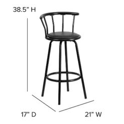 Flash Furniture Crown Back Black Metal Barstool With Black Vinyl Swivel Seat -Furniture GUEST a7f35770 01ed 43cd a38f f02f0647ffed