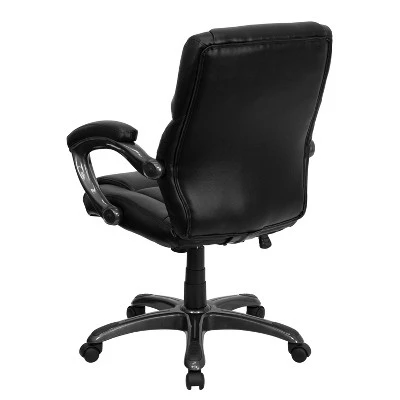 Overstuffed Swivel Task Chair Black Leather - Flash Furniture 2 Overstuffed Swivel Task Chair Black Leather - Flash Furniture - Image 2