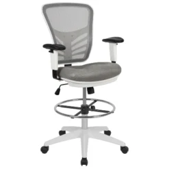 Flash Furniture Mid-Back Mesh Ergonomic Drafting Chair With Adjustable Chrome Foot Ring, Adjustable Arms -Furniture GUEST a8748b71 4ecf 450e ad72 dbc2230b5edc