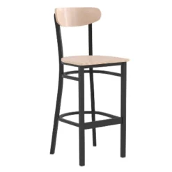 Flash Furniture Wright Commercial Grade Barstool With 500 LB. Capacity Steel Frame, Solid Wood Seat, And Boomerang Back -Furniture GUEST a9812bb4 63dc 425e 92b6 165bd9815e65