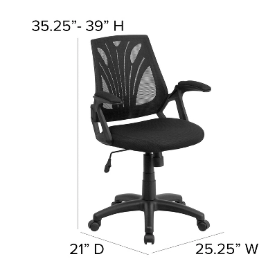 Flash Furniture Mid-Back Designer Black Mesh Swivel Task Office Chair With Open Arms 3 Flash Furniture Mid-Back Designer Black Mesh Swivel Task Office Chair With Open Arms - Image 3