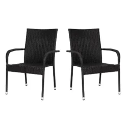 Flash Furniture Maxim Indoor/Outdoor Wicker Dining Chairs With Fade & Weather-Resistant Steel Frames For Patio And Deck -Furniture GUEST aa7d979c 3c4a 4ab3 a584 1793205d0e2a