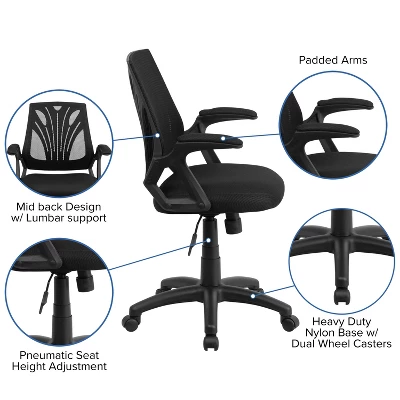 Flash Furniture Mid-Back Designer Black Mesh Swivel Task Office Chair With Open Arms 2 Flash Furniture Mid-Back Designer Black Mesh Swivel Task Office Chair With Open Arms - Image 2