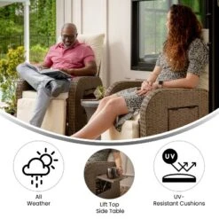 Flash Furniture Nemo Indoor/Outdoor Patio Wicker Rattan Recliner Lounge Chair With Flip Up Side Table 23 Flash Furniture Nemo Indoor/Outdoor Patio Wicker Rattan Recliner Lounge Chair With Flip Up Side Table -Furniture GUEST ab8a1821 986c 4247 b2f5 42b325c0cc49