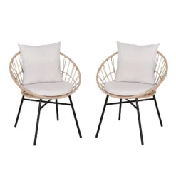 Flash Furniture Devon Set Of 2 Indoor/Outdoor Modern Papasan Style Rattan Rope Patio Chairs, PE Rattan With Cushions 20 Flash Furniture Devon Set Of 2 Indoor/Outdoor Modern Papasan Style Rattan Rope Patio Chairs, PE Rattan With Cushions -Furniture GUEST abb20d16 f570 44e9 a948 ba4b33361a9a