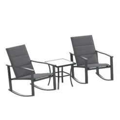 Flash Furniture Brazos 3 Piece Outdoor Rocking Chair Bistro Set With Flex Comfort Material And Metal Framed Glass Top Table -Furniture GUEST abb3e785 fd47 48df a3dd f8c62a0278b2