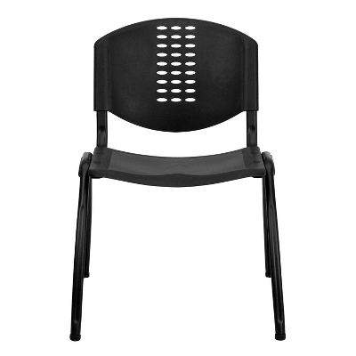 Flash Furniture HERCULES Series 880 Lb. Capacity Black Plastic Stack Chair With Oval Cutout Back And Black Frame 8 Flash Furniture HERCULES Series 880 Lb. Capacity Black Plastic Stack Chair With Oval Cutout Back And Black Frame - Image 8