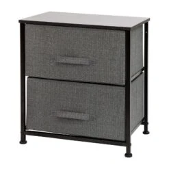 Flash Furniture 2 Drawer Wood Top Nightstand Storage Organizer With Cast Iron Frame And Dark Easy Pull Fabric Drawers -Furniture GUEST ac7a2abe f377 41d1 bb6e 10dd01e225a5