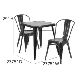 Flash Furniture Commercial Grade 23.75" Square Metal Indoor-Outdoor Table Set With 2 Stack Chairs 20 Flash Furniture Commercial Grade 23.75" Square Metal Indoor-Outdoor Table Set With 2 Stack Chairs -Furniture GUEST ad471c99 8687 452c 859f e9fdefaf2161