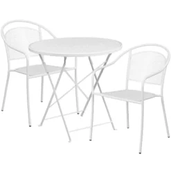 Flash Furniture Oia Commercial Grade 30" Round Indoor-Outdoor Steel Folding Patio Table Set With 2 Round Back Chairs -Furniture GUEST ae7cc9f6 2f77 469b 903e c735e7173a7f