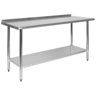 Flash Furniture Stainless Steel 18 Gauge Prep And Work Table With 1.5" Backsplash And Undershelf, NSF 11 Flash Furniture Stainless Steel 18 Gauge Prep And Work Table With 1.5" Backsplash And Undershelf, NSF - Image 11