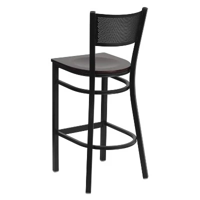 Flash Furniture Black Grid Back Metal Restaurant Barstool 5 Flash Furniture Black Grid Back Metal Restaurant Barstool - Image 5
