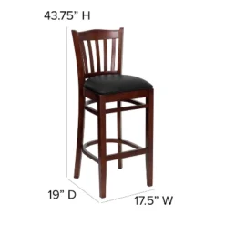 Flash Furniture Vertical Slat Back Wooden Restaurant Barstool -Furniture GUEST aec84f7c 5d08 4145 83bf 23e273e6b004