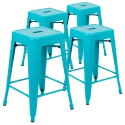 Flash Furniture 24" High Metal Counter-Height, Indoor Bar Stool - Stackable Set Of 4 -Furniture GUEST af103757 08b2 43a2 86f2 444a7772f9c1
