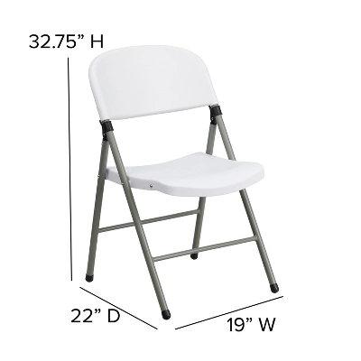 Flash Furniture HERCULES Series White Plastic Folding Chairs | Set Of 2 Lightweight Folding Chairs With Gray Frame 4 Flash Furniture HERCULES Series White Plastic Folding Chairs | Set Of 2 Lightweight Folding Chairs With Gray Frame - Image 4