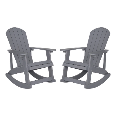 Flash Furniture Savannah All-Weather Poly Resin Wood Adirondack Rocking Chair With Rust Resistant Stainless Steel Hardware - Set Of 2 12 Flash Furniture Savannah All-Weather Poly Resin Wood Adirondack Rocking Chair With Rust Resistant Stainless Steel Hardware - Set Of 2 - Image 12