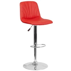 Flash Furniture Contemporary Vinyl Adjustable Height Barstool With Embellished Stitch Design And Chrome Base -Furniture GUEST b118b142 452d 4ee2 b92f 70b941568f7b