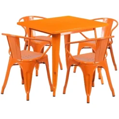 Flash Furniture Commercial Grade 31.5" Square Metal Indoor-Outdoor Table Set With 4 Arm Chairs 9 Flash Furniture Commercial Grade 31.5" Square Metal Indoor-Outdoor Table Set With 4 Arm Chairs -Furniture GUEST b130c949 ef46 49cf 9c85 41c992d9a960