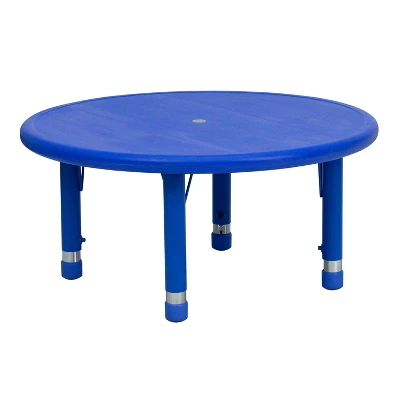 Flash Furniture 33" Round Plastic Height Adjustable Activity Table 8 Flash Furniture 33" Round Plastic Height Adjustable Activity Table - Image 8